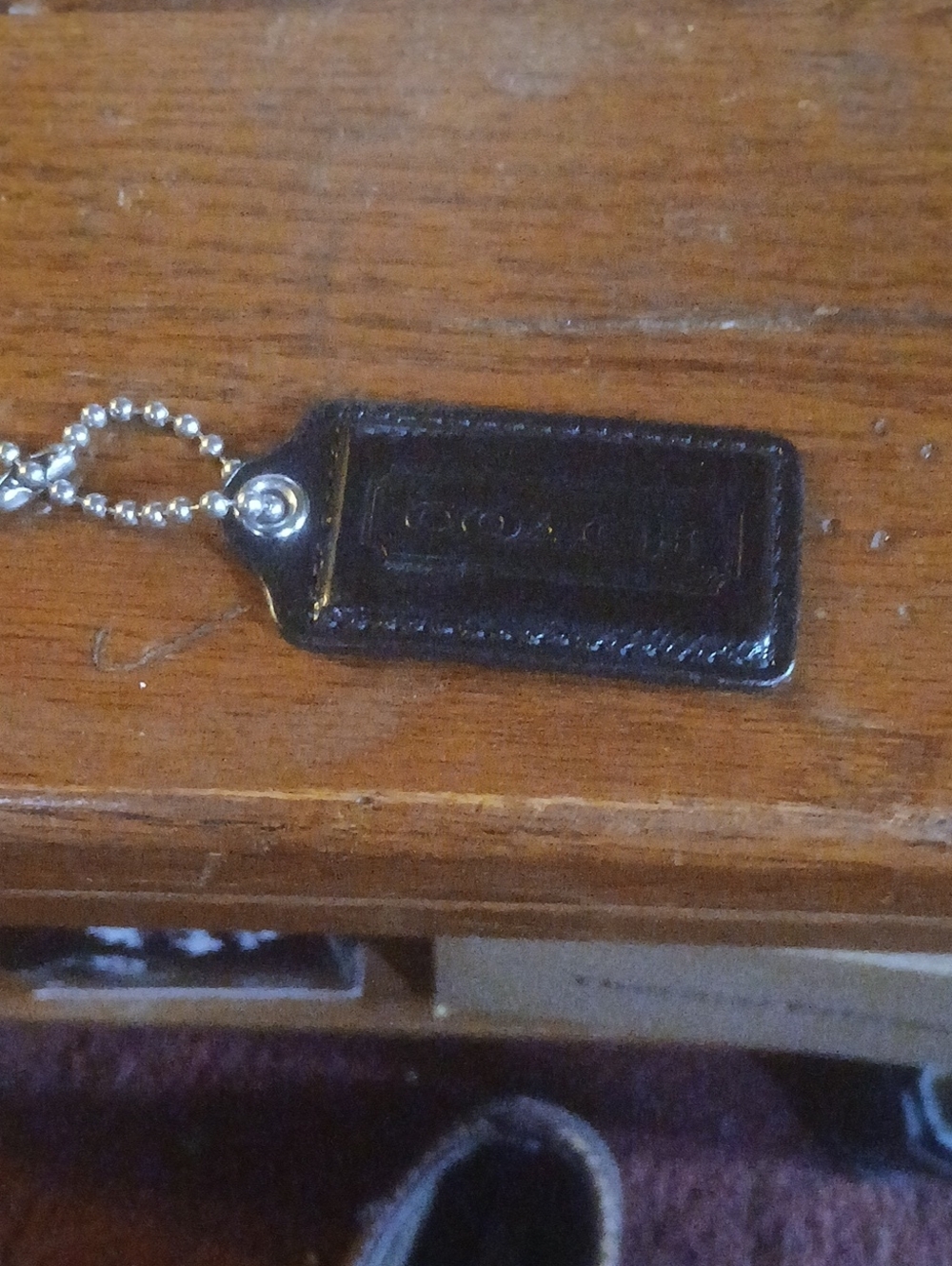 Coach Leather Hang Tag Accessory - Black Large